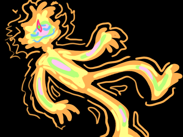 creature made of light is dissolving in space